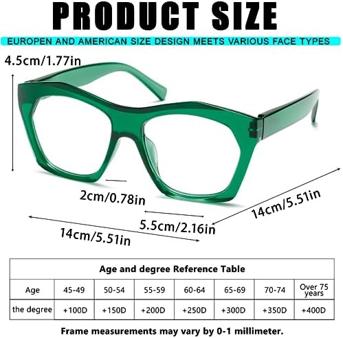 Viseng 3 Pack Oversized Frame Design Women's Reading Glasses, Blue Light Blocking Computer Reader +3.5