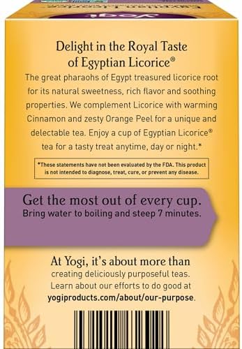 Yogi Tea Egyptian Licorice Tea - 16 Tea Bags per Pack (4 Packs) - Organic Licorice Tea Bags - Includes Licorice Root, Cinnamon Bark, Orange Peel, Ginger Root, Cardamom Pod & More