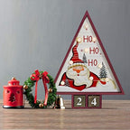 E-view Wooden Advent Countdown Calendar with Lights and 2 Blocks - Days Until Christmas Countdown - Wood Snowman Santa Christmas Tree Tabletop Decoration Rustic Holiday Xmas Decor for Home (Santa)