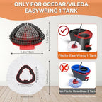 Fatmass Spin Mop Head Replacement for O Cedar EasyWring 1-Tank System, 2 Mop Replace Heads + 1 Upgrade Scrubber Brush, 100% Microfiber Mop Refills Deep Cleaning Machine Washable