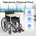 Removable Wood Wheelchair Tray, 22.4 in Detachable Wooden Wheelchair Table Accessory Attachment Eating, Reading, Writing Wheelchair Accessories fit Adult Wheelchair Tray