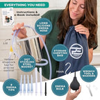 Premium Enema Stainless Steel Enema Kit for Colon Cleanse - 2 Quart Bucket with 6.75 Foot Hose, 7 Tips for Men and Women