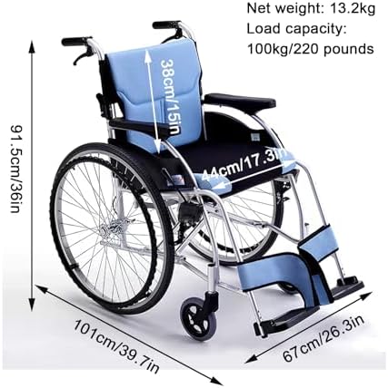 Aluminum Multifunctional Manual Wheelchair,Lightweight Foldable Transport Chair,Extra-Wide Bariatric Wheelchair,Portable Compact Travel Wheelchairs for Elderly