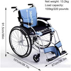 Aluminum Multifunctional Manual Wheelchair,Lightweight Foldable Transport Chair,Extra-Wide Bariatric Wheelchair,Portable Compact Travel Wheelchairs for Elderly