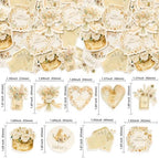 Ephlyn 54Pcs Edible Happy Mother's Day Cupcake Toppers Heart Love Mom Cake Drink Topper Picks Flowers Cake Decoration for Mom's Birthday Party Cake Decor Supplies Champagne Gold