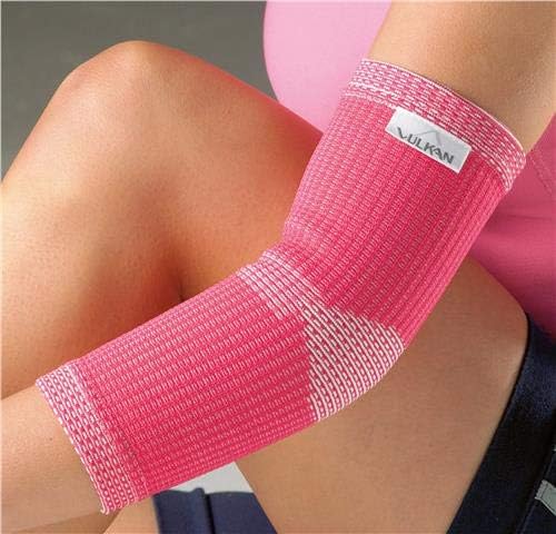 Vulkan Elbow Support, Women's Compression Support Sleeve, Helps with Muscle Pain and Injury Recovery, Tennis/Golfers Elbow, Pink, Small