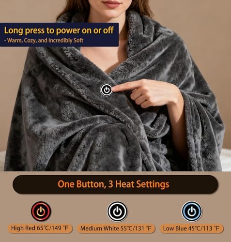 Portable Heated Blanket Battery Operated Cordless Heated Shawl for Women Men with Battery & 11 Heating Zones