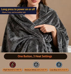 Portable Heated Blanket Battery Operated Cordless Heated Shawl for Women Men with Battery & 11 Heating Zones