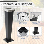 AIWFL Commercial Trash Receptacle Outdoor Trash Can Stainless Steel Garbage Can Black Ash Bin with Inner Bucket for Office Hotel Patio Backyard Restaurants