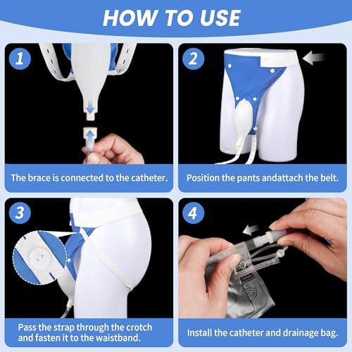 2026 Upgraded Urine Collection Bag, Reusable Condom Catheters with 1000ml & 2000ml Bags, Portable & Comfortable Wearable Urinary Drainage System (Elderly Men)