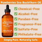 Pomberries Sea Buckthorn Oil – 100% Pure Cold-Pressed from Fruit & Seed – Sea Buckthorn Seed Oil for Face, Hair, Skin & Nails – Supports Radiant, Youthful-Looking Skin – Amber Glass Bottle 2 fl oz