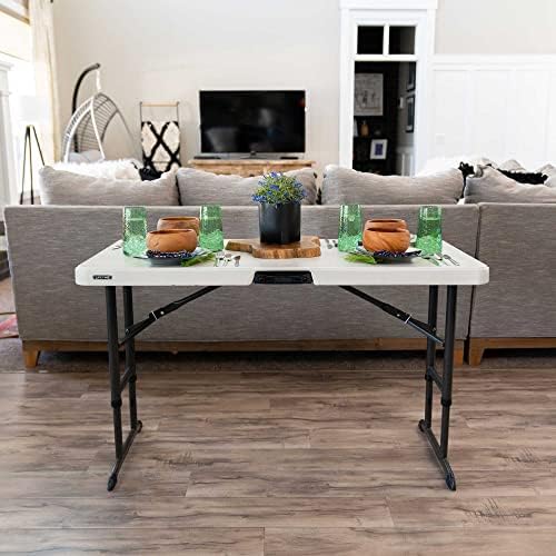 LIFETIME 80387 4-Foot Commercial Adjustable Folding Table, Almond