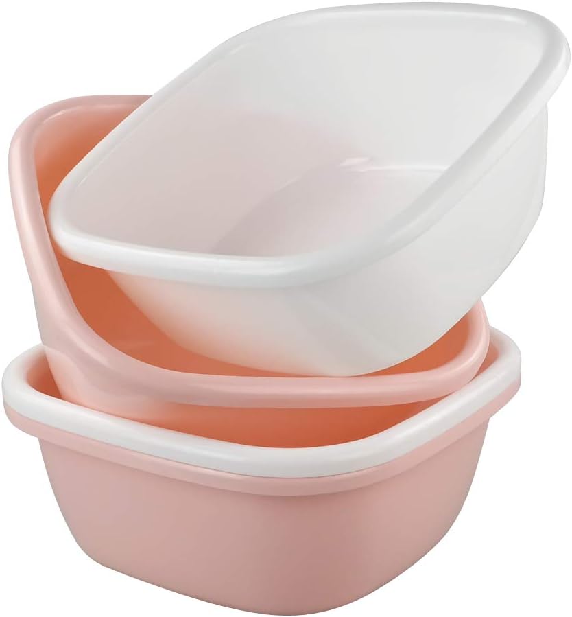 Morcte 12 Quart Plastic Wash Basin, 4-Pack Small Dish Wash Pan