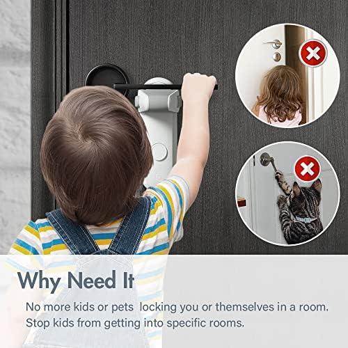 EUDEMON Childproof Door Lever Lock, Baby Safety Door Handle Lock, Easy to Install and Use Adhesive no Tools Need or Drill (White, 2 Pack)