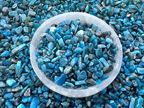 GAF TREASURES 2 oz Lot Natural Apatite Semi Tumbled Gemstone Chips, Crushed Mini Crystals, Undrilled Crystal Chips (Apatite)