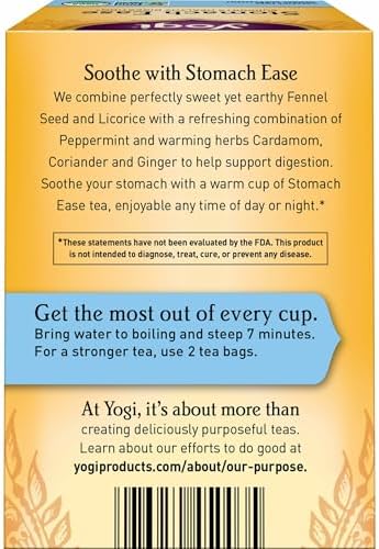 Yogi Tea - Stomach Ease (6 Pack) - Supports Healthy Digestion with Peppermint, Licorice Root, and Ayurvedic Herbs - Caffeine Free - 96 Organic Herbal Tea Bags