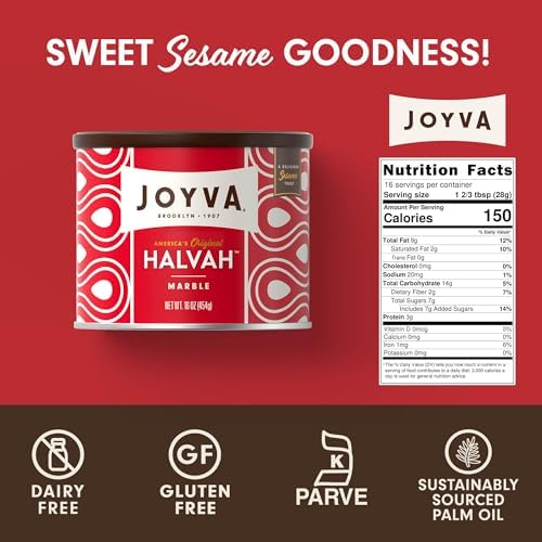 Joyva Halvah – Marble, 16oz | A Delicious Sesame Treat | Dairy Free, Gluten-Free & Kosher Parve | Handcrafted in Brooklyn (Pack of 1)