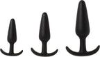Doc Johnson Mood - Naughty 1 Trainer Set - Small, Medium, Large - Silicone Butt Plugs with Tapered Base for Comfort Between The Cheeks - Black