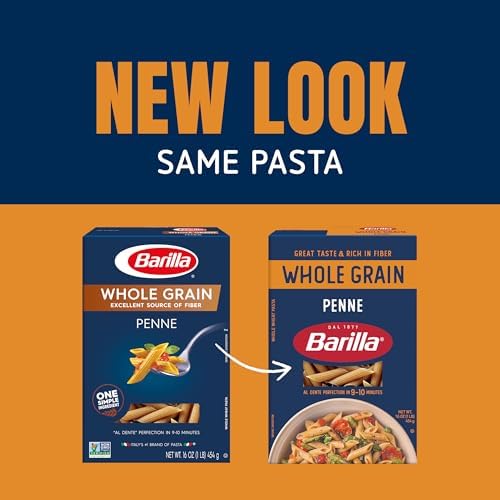Barilla Whole Grain Penne Pasta, 16 oz. Box - Non-GMO, Made With 100% Whole Grain Durum Wheat - Great Source of Fiber