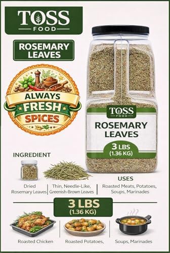 TOSS Dried Rosemary Leaves, 3 LB Herbs Perfect for Seasoning and Spices Blends for Grilling and Cooking