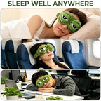 3D Frog Sleep Mask, Funny Cute Animal Eye Cover for Sleeping, Soft Adjustable Blindfold - Plush Blackout Eye Shade for Travel, Nap, Night.（1 Pcs