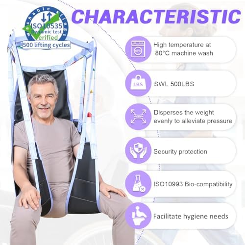 Universal Divided Leg Sling with Head Support – Padded Patient Lift Sling for Transfer, Lifting & Positioning, U-Shaped Split Leg Sling for Elderly, Disabled & Bedridden, 500 lbs Capacity
