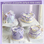 30 Pack Bow Cake Toppers Purple Ribbon Bows for Cake Bow Cupcake Toppers Wedding Cake Bow Coquette Birthday Decorations for Baby Shower Engagement Graduation Party Supplies