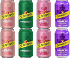 Schweppes Ginger Ale Variety Pack, 4 Flavor White Peach, Regular, Raspberry, Dry Grape, 12 fl oz cans