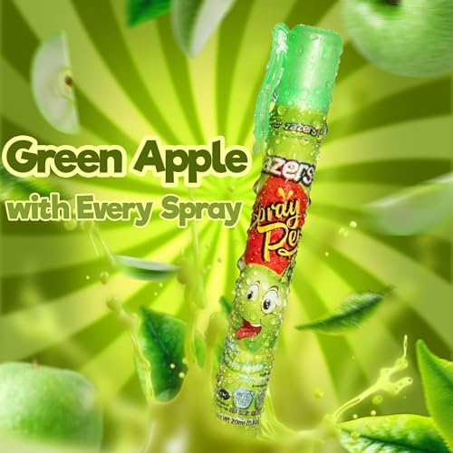 Zazers Pen Spray Liquid Candy - 24 Pack of Green Apple Flavor, Gluten Free, No Coloring Added, Novelty Kosher Candy, 20 ml each