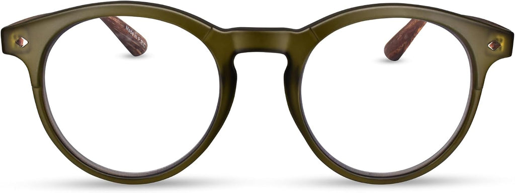 2SeeLife Large Round TR-90 Reading Glasses for Men & Women – Medium-Large Fit, Durable, Spring Hinges, Blue Light Readers, Green, +3.50