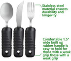YPC Adaptive Utensils,Easy Grip Silverware,Built-Up Fork,Spoon and Rocker Knife for Adults,Elderly,Arthritis,Tremors and Parkinsons,3 Piece Set