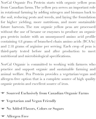 NorCal Organic - Premium Pea Protein Isolate - 100% Vegan and Organic - UNFLAVORED - 2 Pounds (Pack of 1) - 35 Servings