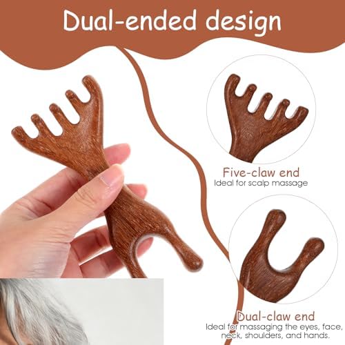Wooden Scalp Massager Comb, 2 Shapes Natural Wooden Hair Growth Scalps Massager Comb Set 5-Claw Head Wood Scalp Massage Tool for Stress Relief, Gua Sha Scalps Detox Therapy Wide Tooth Acupoint