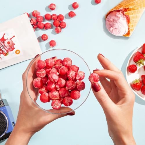 NutriBoom Strawberry Magic Freeze Dried Ice Cream – Crunchy, Premium Strawberry Flavour Snack – Innovative Sweet Treat, Perfect for On-the-Go, Freeze Dried Candy (45g pack)