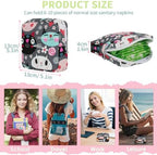 Desing Wish Sanitary Pad Storage Bag Portable Period Bag for Teen Pads/Sanitary Napkins/Small Tampons, Sanitary Napkin Storage Bag First Period Gifts for Teen Girls (Black-White Cats)