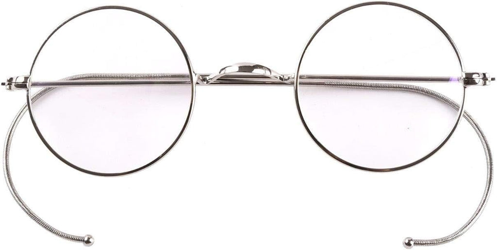 Agstum Blue Light Blocking Reading Glasses, Small Round Wire Rim Readers for Computer Use (Silver / 39mm Size, 1.75 x)
