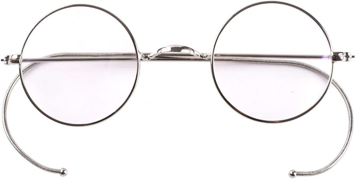 Agstum Blue Light Blocking Reading Glasses, Small Round Wire Rim Readers for Computer Use (Silver / 39mm Size, 1.75 x)