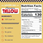 Golden Age Premium Beef Tallow for Cooking & Skincare – Official Tallow of Masa Chips and Vandy – 100% Pure & Simple, 14 oz (6-Pack), Pasture-Raised, Hand-Rendered, No Foaming Agents, High Smoke Point, Keto & Paleo