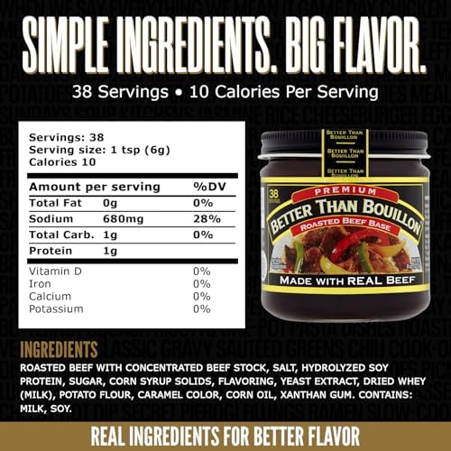 Better Than Bouillon Premium Roasted Beef Base, Makes 38 Cups of Broth, 8 oz