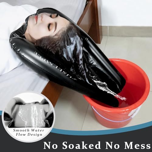 Portable Shampoo Bowl for Home, Portable Hair Washing Station for Sink, Hair Washing Tray for Sink at Home (Black)