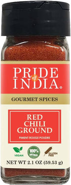 Pride of India Red Chili Powder 2.1 oz | Ground Red Pepper Spice for Cooking, Curry, Sauces & Marinades | Hot Chilli Powder for Indian, Mexican, Thai & Global Recipes | Kitchen Essential