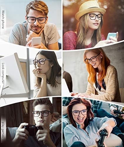 MEETSUN Blue Light Blocking Glasses, Anti Eye Strain Headache (Sleep Better), Computer Glasses UV400 Transparent Lens (Black + Tortoise + Clear)