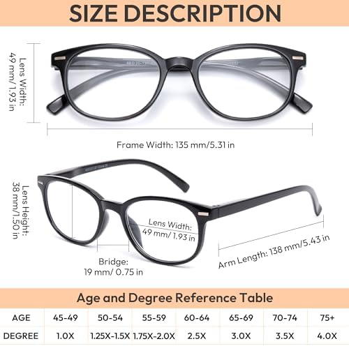 EFE Reading Glasses Readers for Women Ladies 2.5 Lightweight Full Frame Spring Hinge Eyeglasses 5 Pack (Mix Color, 2.50)