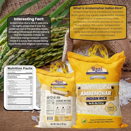 Rani Ambemohar Indian Rice 64oz (4lbs) 1.81kg Cloth Bag ~ All Natural | Gluten Friendly | Vegan | Kosher | Export Quality | Indian Origin