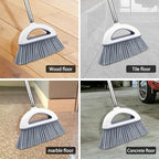 Angle Broom for Hardwood Floors - Soft Bristled Kitchen Broom, Indoor & Office Use (Off White)