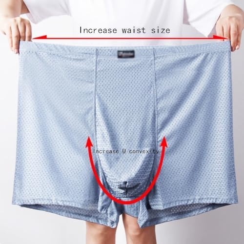 ElzEy 3 Packs Men's Boxer Briefs, Ice Silk Soft Underwear, Oversized Inner Pants Plus Size Boxershorts, 2XL-13XL (Color : Light gray, Size : 11X-Large)