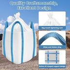 FIBC Bulk Bag, 1 Ton Bag, 35"L x 35"W x 43"H, 2000 lbs SWL, 6 Pack, Duffle Top Flat Bottom, Heavy Duty Woven Polypropylene Bags for Industry Construction
