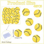 48pcs Edible Sports Cupcake Toppers Edible Basketball Soccer Baseball Tennis Rugby Cake Decorations for Sports Ball Game Theme Baby Shower Birthday Party Cake Decorations Supplies (softball)