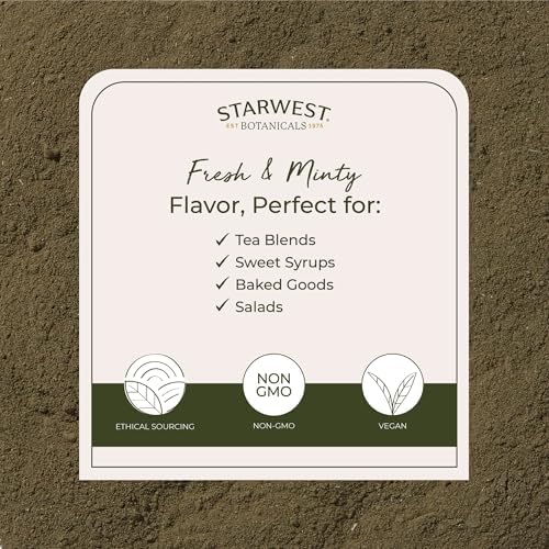 Starwest Botanicals Organic Peppermint Leaf Powder - Dried Herb for Tea, Herbal Blends, Baking, & Cooking, Caffeine Free, Sourced from Egypt & USA, Certified Kosher, Non-GMO - 4 oz Pouch