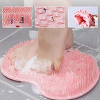 Silicone Shower Foot Scrubber Mat, 2025 New Shower Foot Back Scrubber Massage Pad Back Cleaning Pad, Upgrade Shower Foot Scrubber Mat with Non-Slip Suction Cups Back Bath (Khaki)